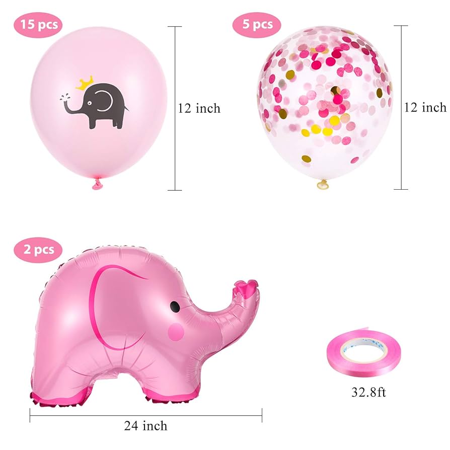 Amazon | 象の風船44個 ピンクブルー マイラー象風船 ラテックス